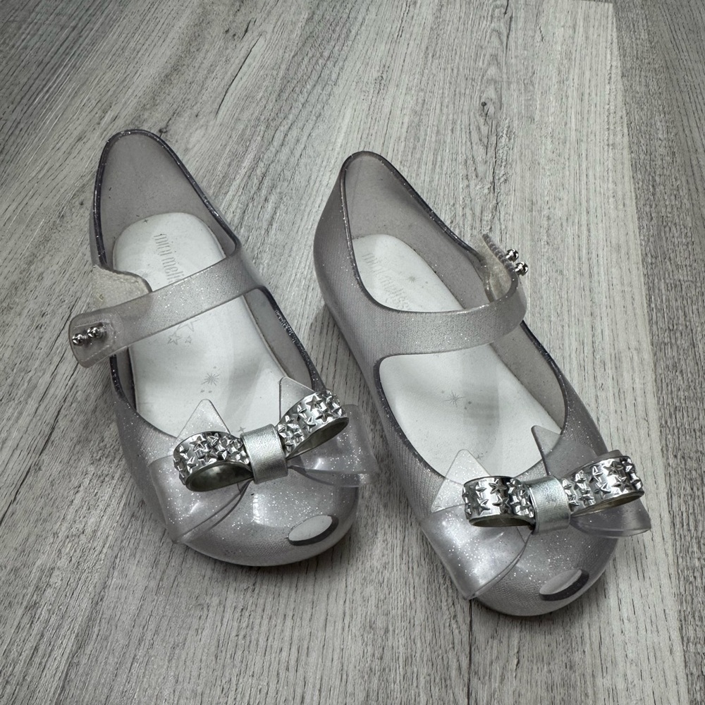Mini Melissa Silver Bow Shoes
